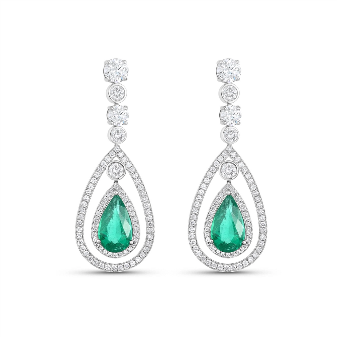 Earrings Earrings in White Gold containing Multi-gemstone, Diamond, Emerald 458956