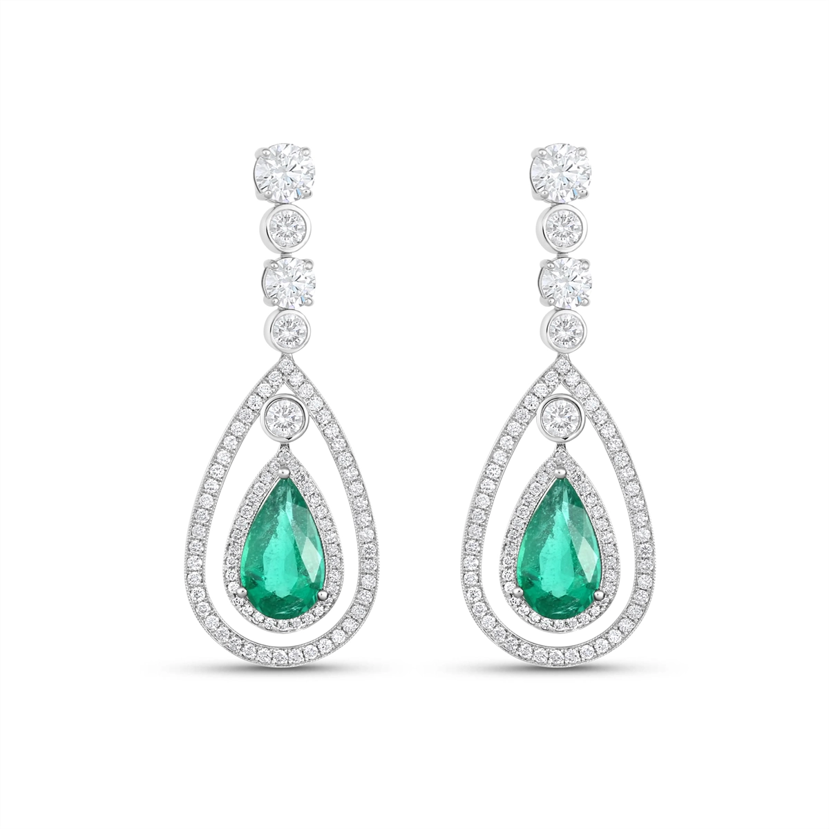 Earrings Earrings in White Gold containing Multi-gemstone, Diamond, Emerald 458956