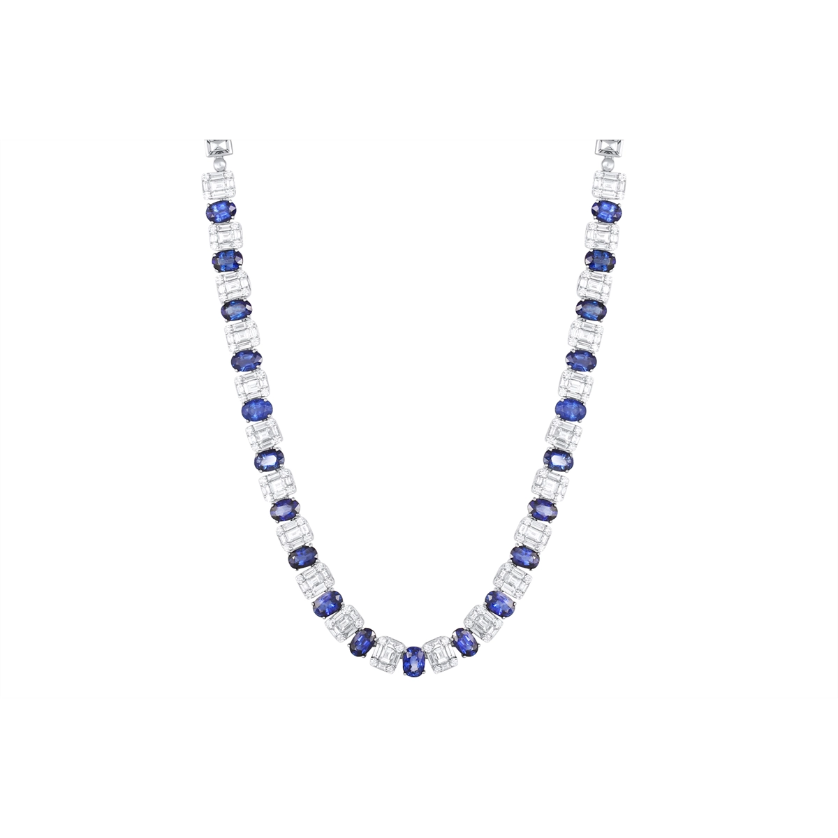 Necklaces Necklaces in White Gold containing Multi-gemstone, Diamond, Sapphire 458971