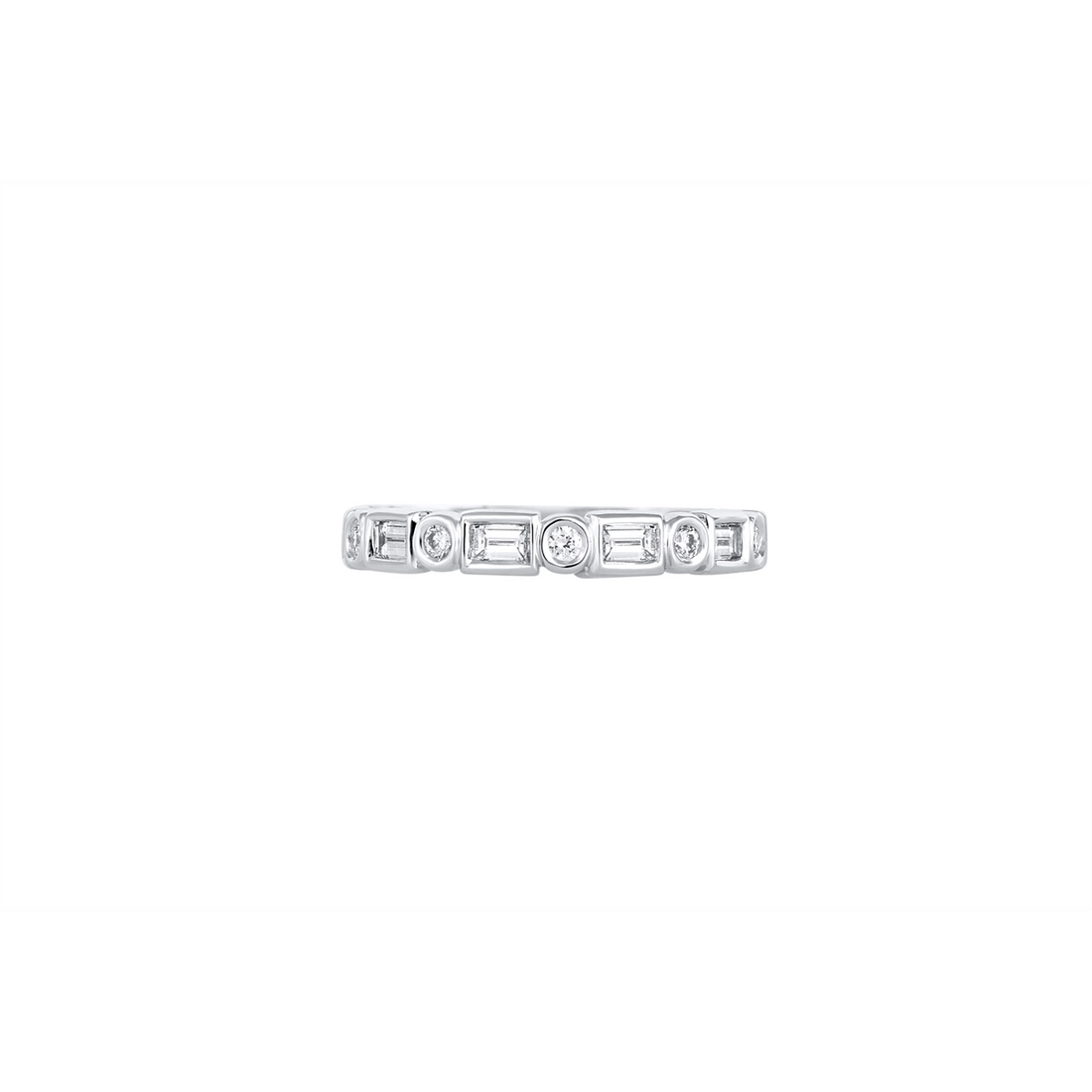 Wedding Bands Rings in White Gold containing Emerald 459181