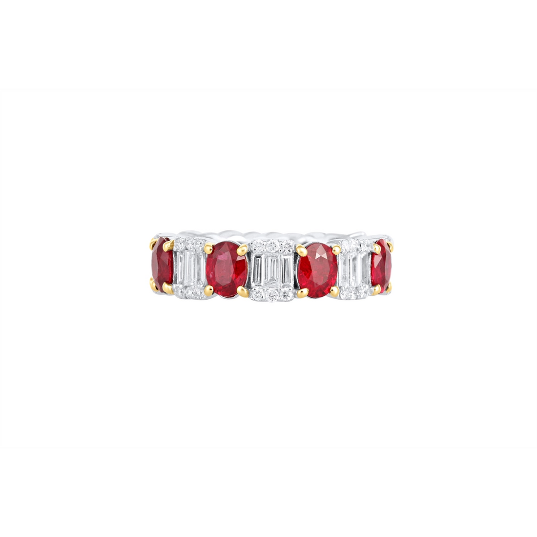 Wedding Bands Rings in Mixed Metals containing Multi-gemstone, Diamond, Ruby 459244