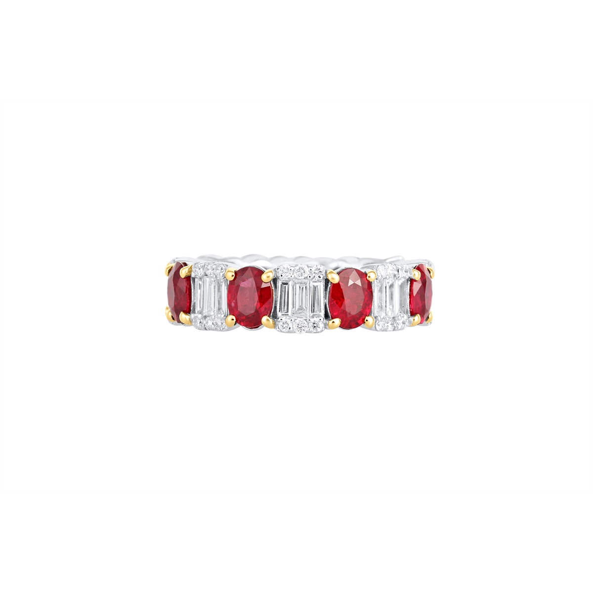 Wedding Bands Rings in Mixed Metals containing Multi-gemstone, Diamond, Ruby 459244