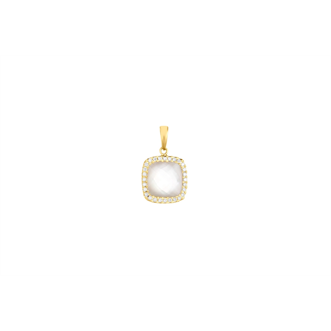 Doves Pendants in Yellow Gold containing Mother of pearl, Quartz, Multi-gemstone, Diamond P7108WMP
