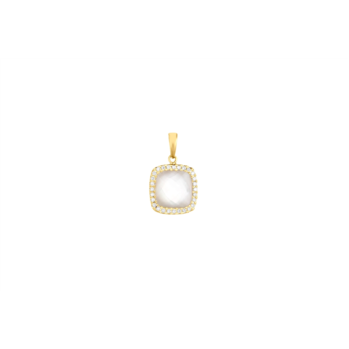 Doves Pendants in Yellow Gold containing Mother of pearl, Quartz, Multi-gemstone, Diamond P7108WMP