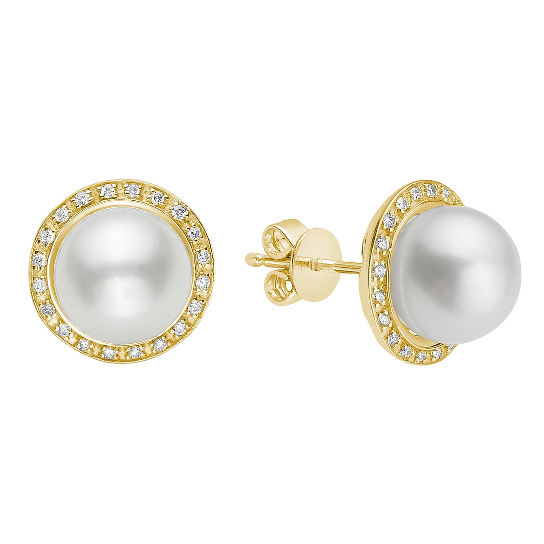 Earrings Earrings in Yellow Gold containing Diamond, Pearl 460819