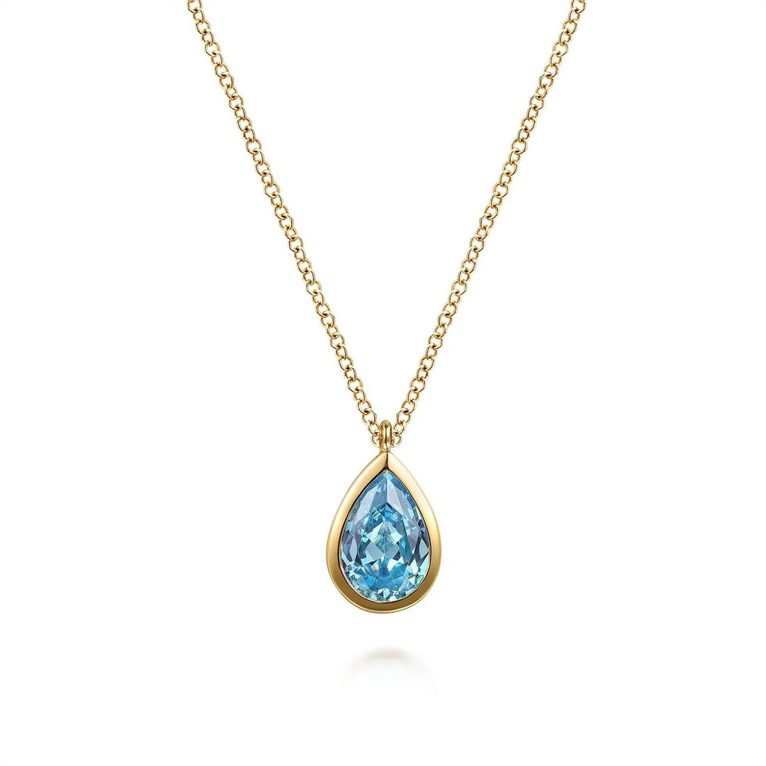 Gabriel & Co Necklaces in Yellow Gold containing Blue topaz  NK7672Y4JBT