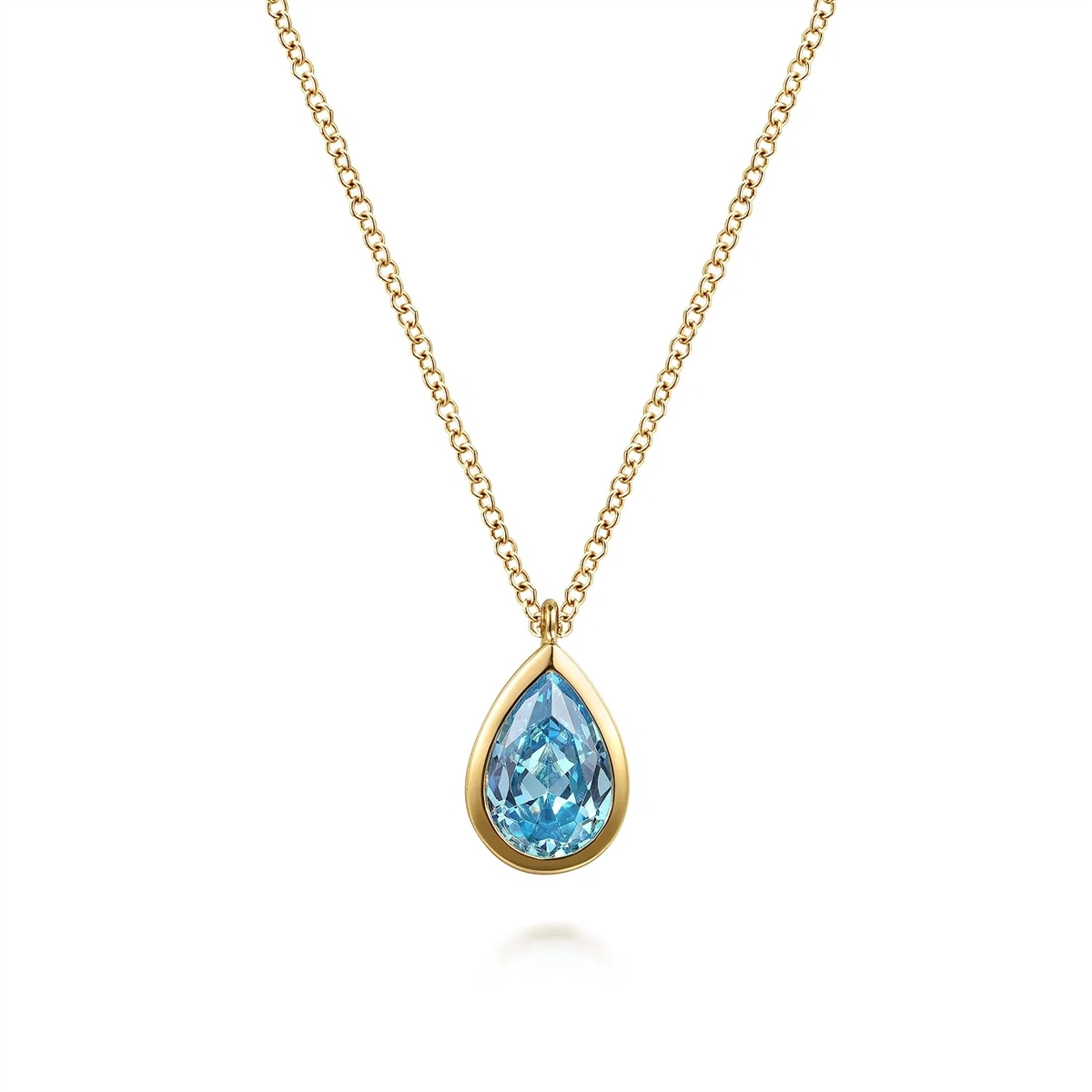 Gabriel & Co Necklaces in Yellow Gold containing Blue topaz  NK7672Y4JBT