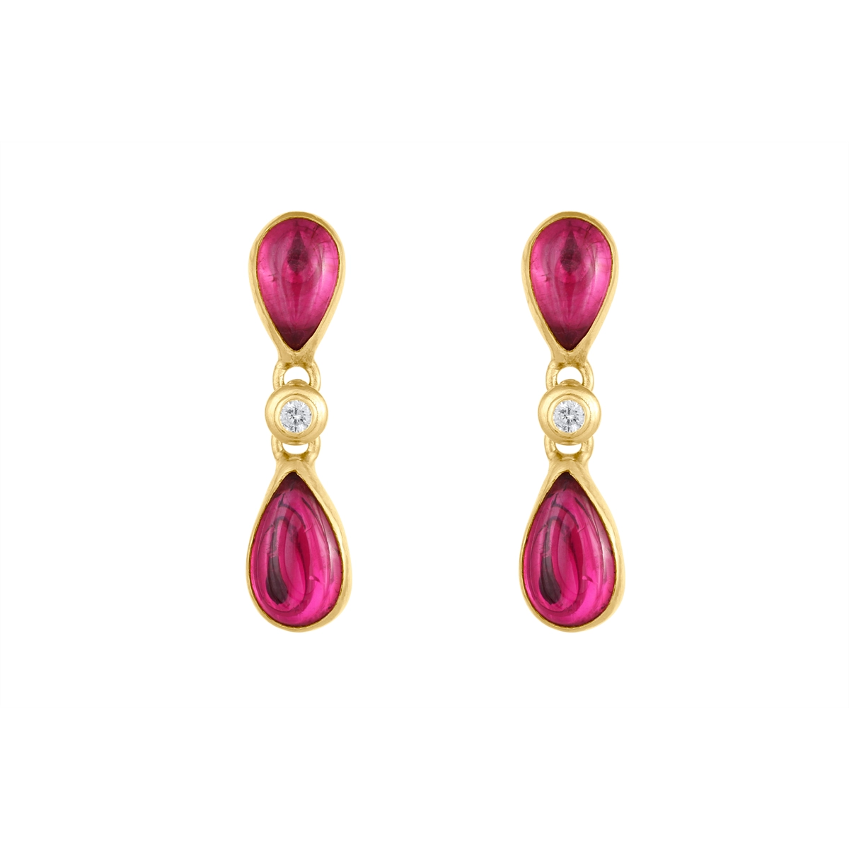 Gurhan Earrings in Yellow Gold containing Pink tourmaline, Multi-gemstone, Diamond OKE-YG-TRM-26712