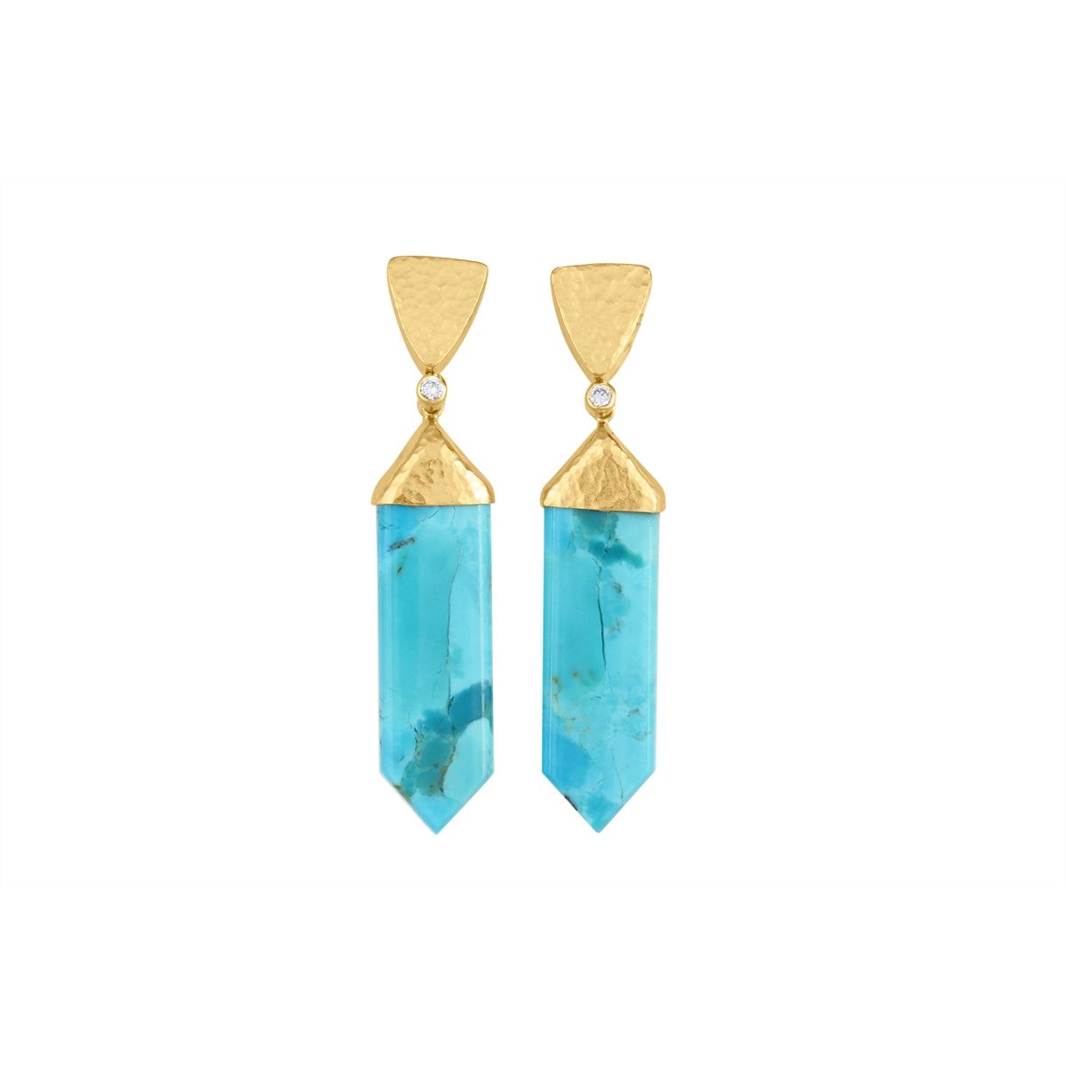 Gurhan Earrings in Yellow Gold containing Multi-gemstone, Diamond, Turquoise OKE-YG-TQR-28618