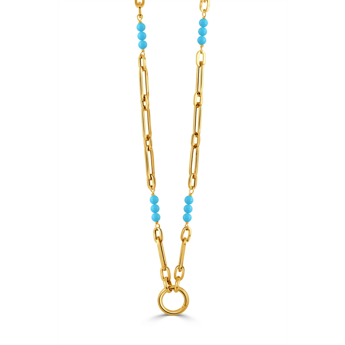 Doves Necklaces in Yellow Gold containing Turquoise PAPER-TQ-1P-18-C