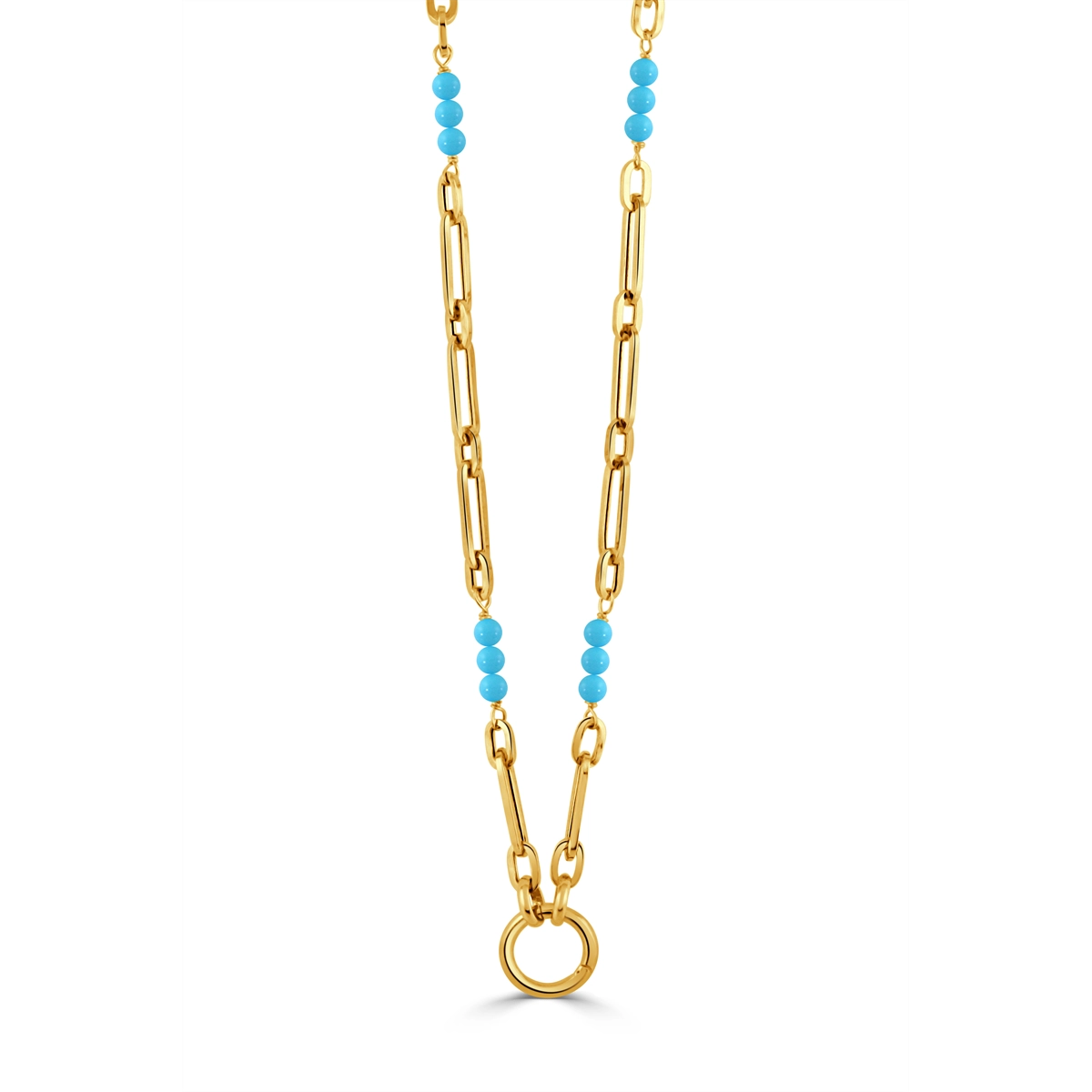 Doves Necklaces in Yellow Gold containing Turquoise PAPER-TQ-1P-18-C