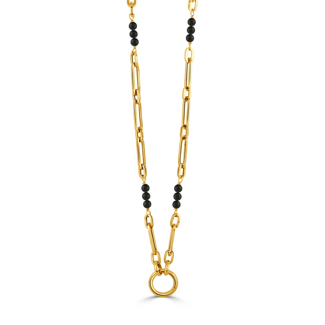Doves Necklaces in Yellow Gold containing Black onyx PAPER-BO-1P-18-C