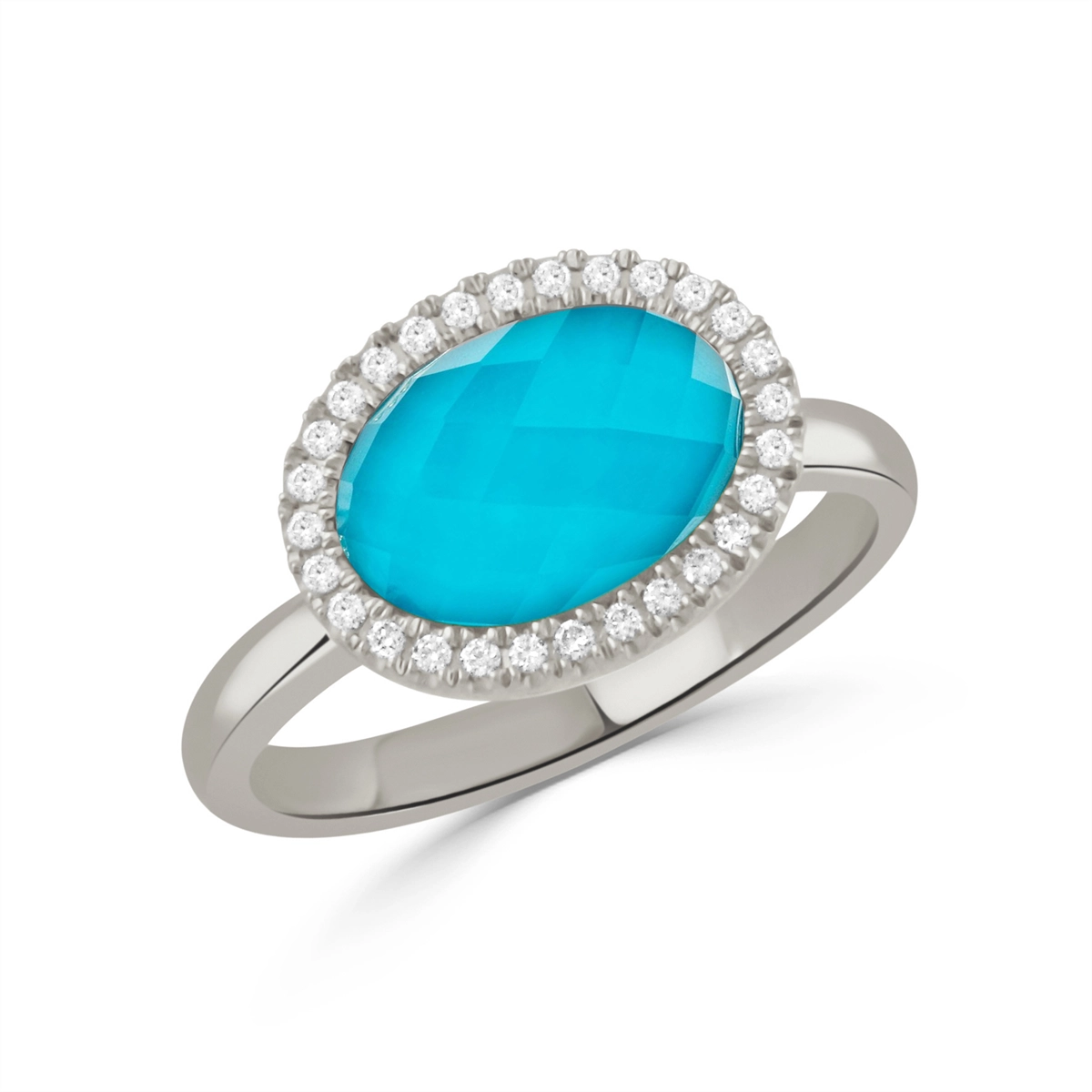 Doves Rings in White Gold containing Quartz, Multi-gemstone, Diamond, Turquoise R7294TQ-1
