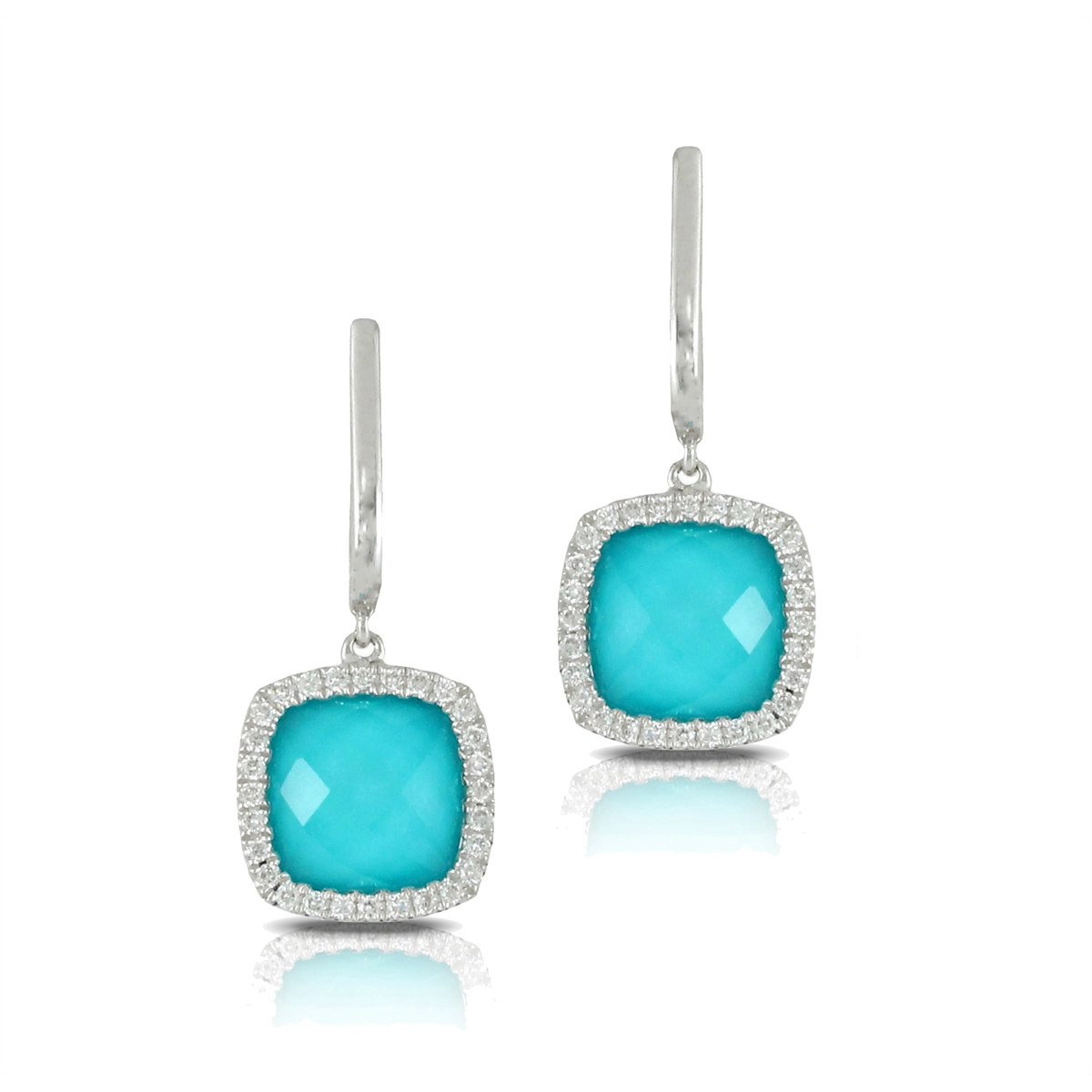 Doves Earrings in White Gold containing Quartz, Multi-gemstone, Diamond, Turquoise E7108TQ