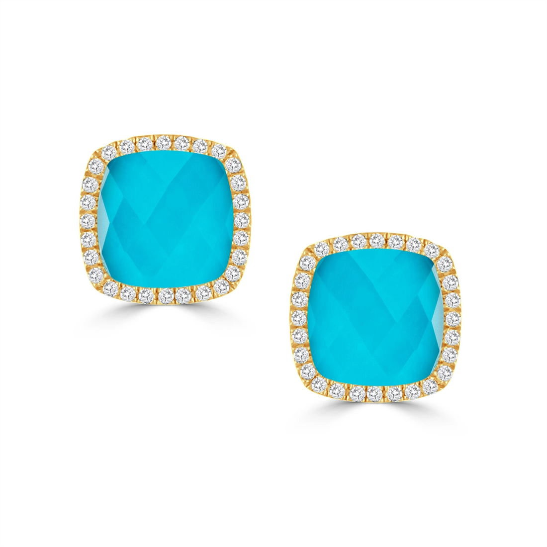 Doves Earrings in Yellow Gold containing Quartz, Multi-gemstone, Diamond, Turquoise E7111TQ-Y