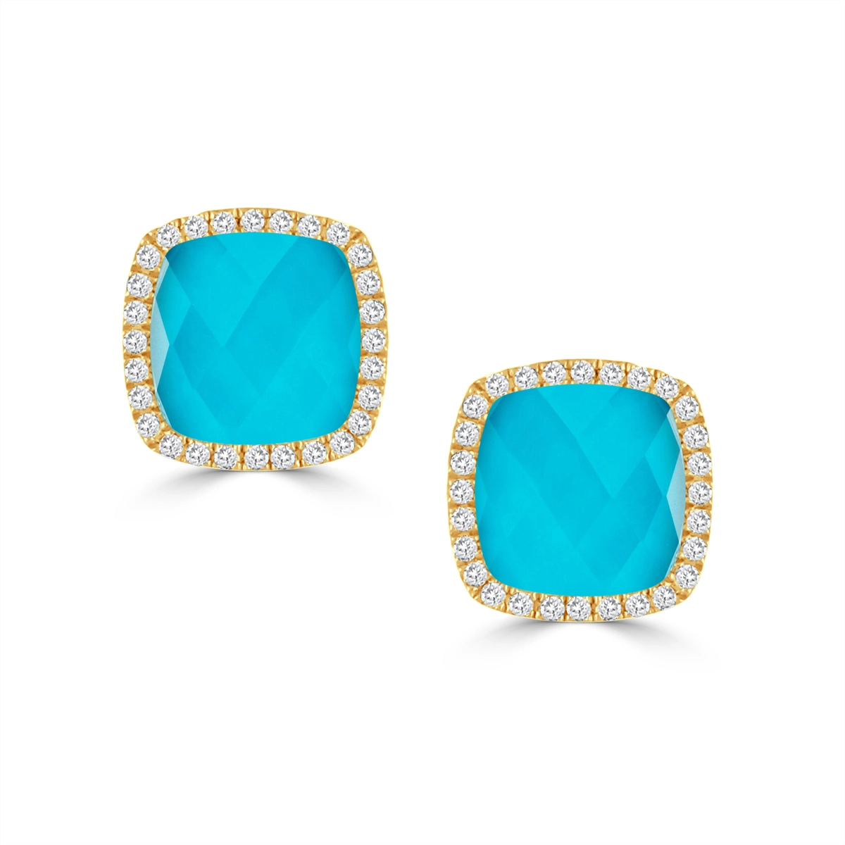 Doves Earrings in Yellow Gold containing Quartz, Multi-gemstone, Diamond, Turquoise E7111TQ-Y