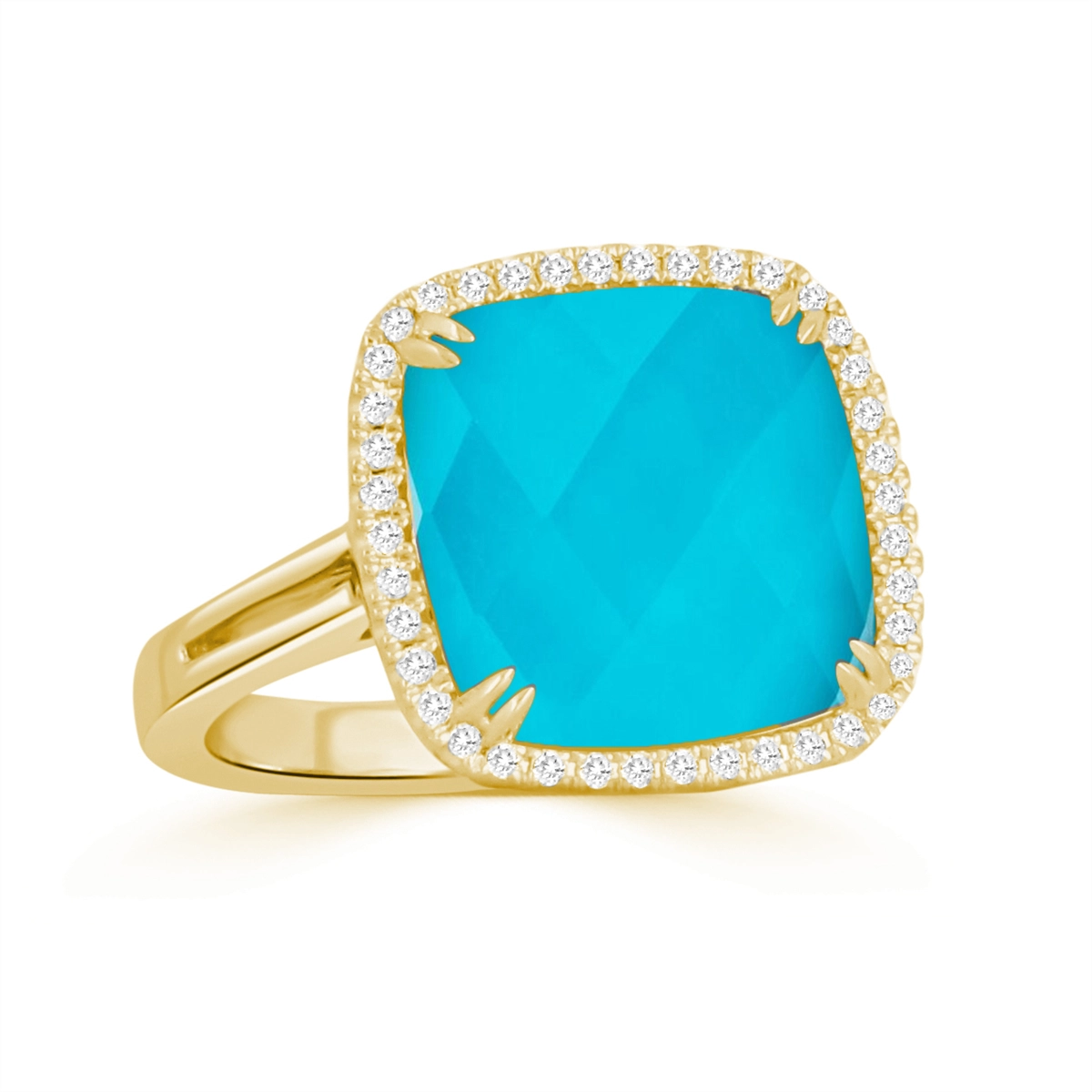Doves Rings in Yellow Gold containing Quartz, Multi-gemstone, Diamond, Turquoise R7287TQ-Y