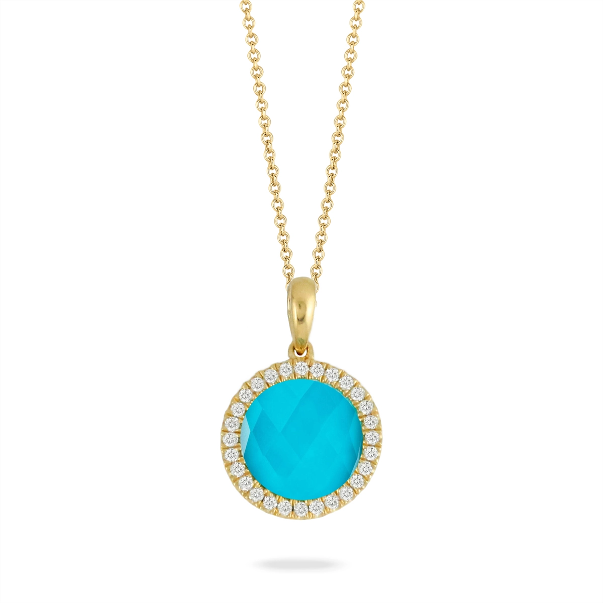 Doves Pendants in Yellow Gold containing Quartz, Multi-gemstone, Diamond, Turquoise P7107TQ-Y