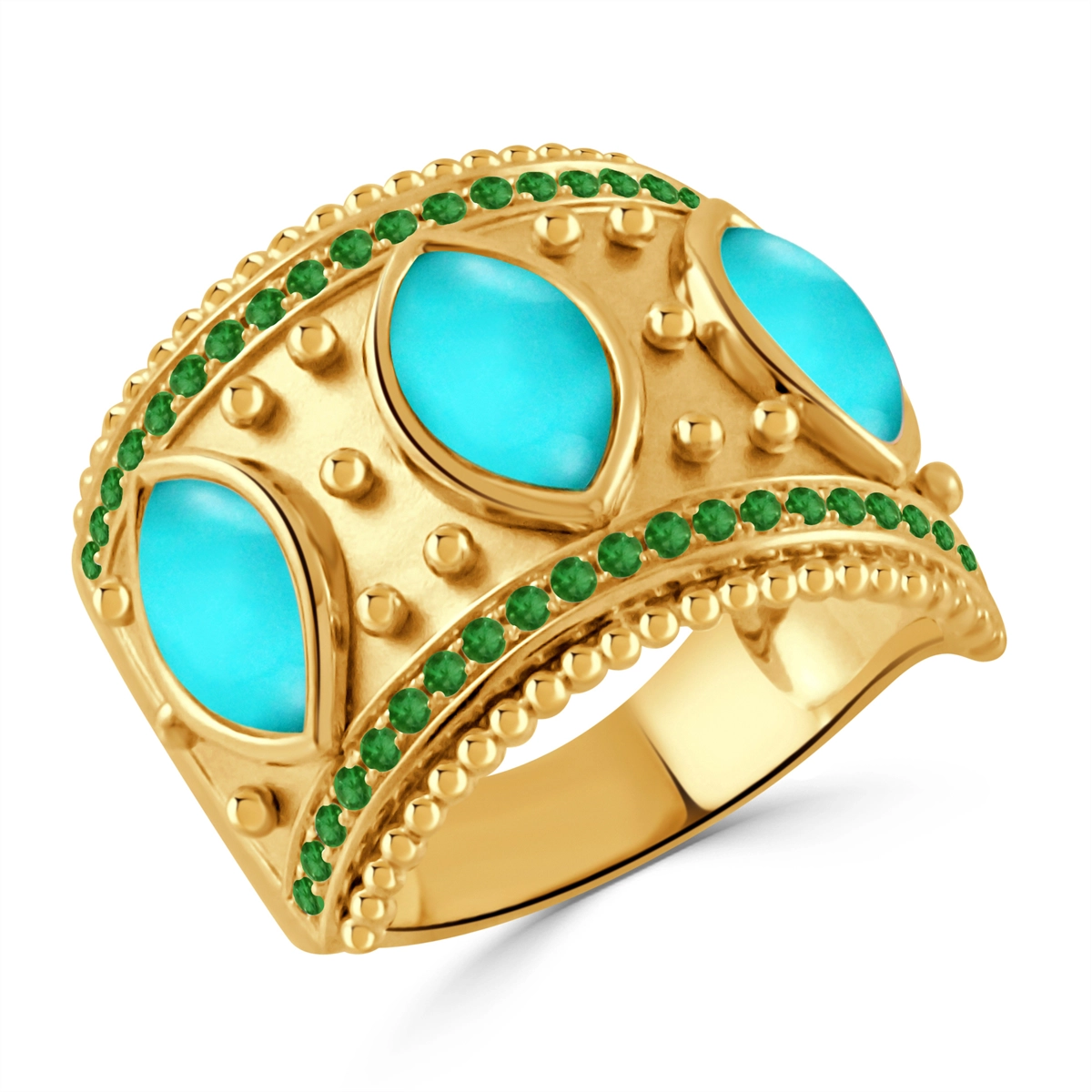 Doves Rings in Yellow Gold containing Quartz, Other, Multi-gemstone, Turquoise R11414TSTQ