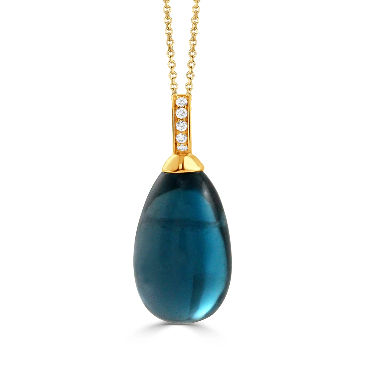 Doves Pendants in Yellow Gold containing London blue topaz, Multi-gemstone, Diamond P12511LBT-Y
