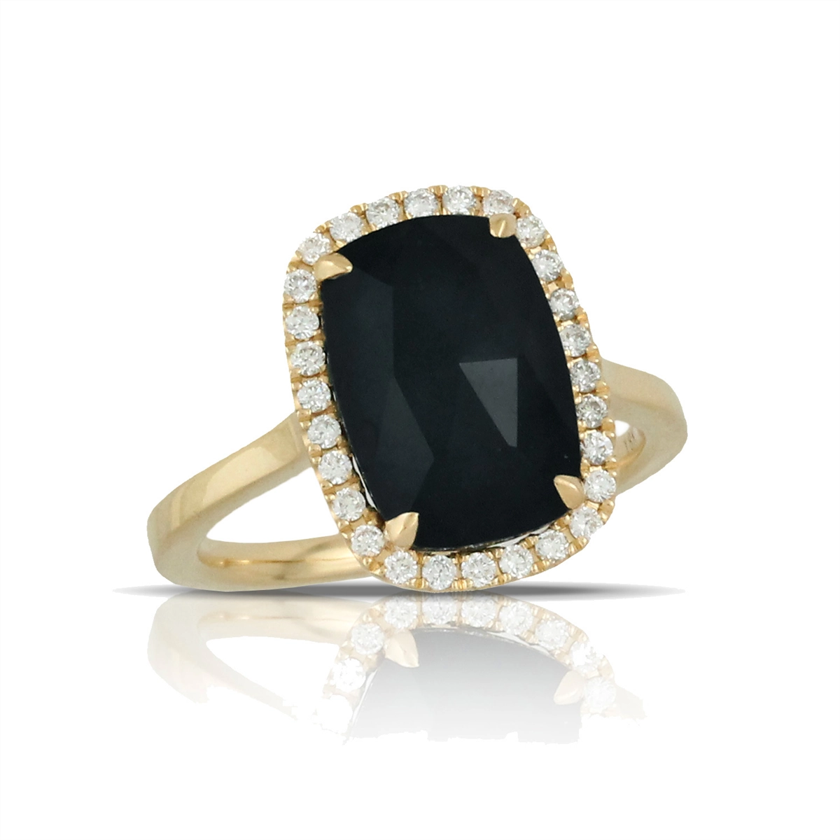Doves Rings in Yellow Gold containing Black onyx, Quartz, Multi-gemstone, Diamond R6237BO-1