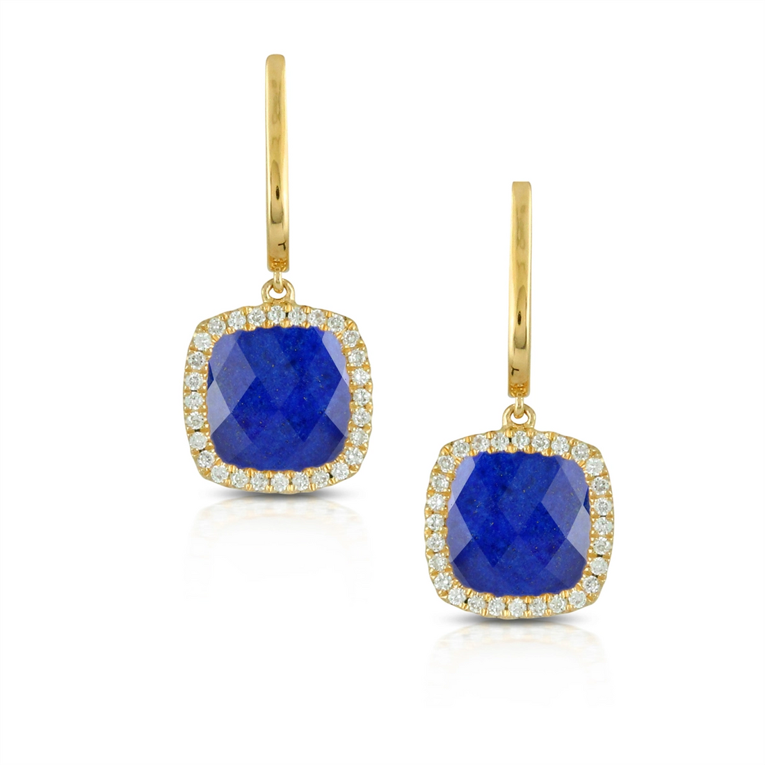 Doves Earrings in Yellow Gold containing Lapis, Quartz, Multi-gemstone, Diamond E7108LP