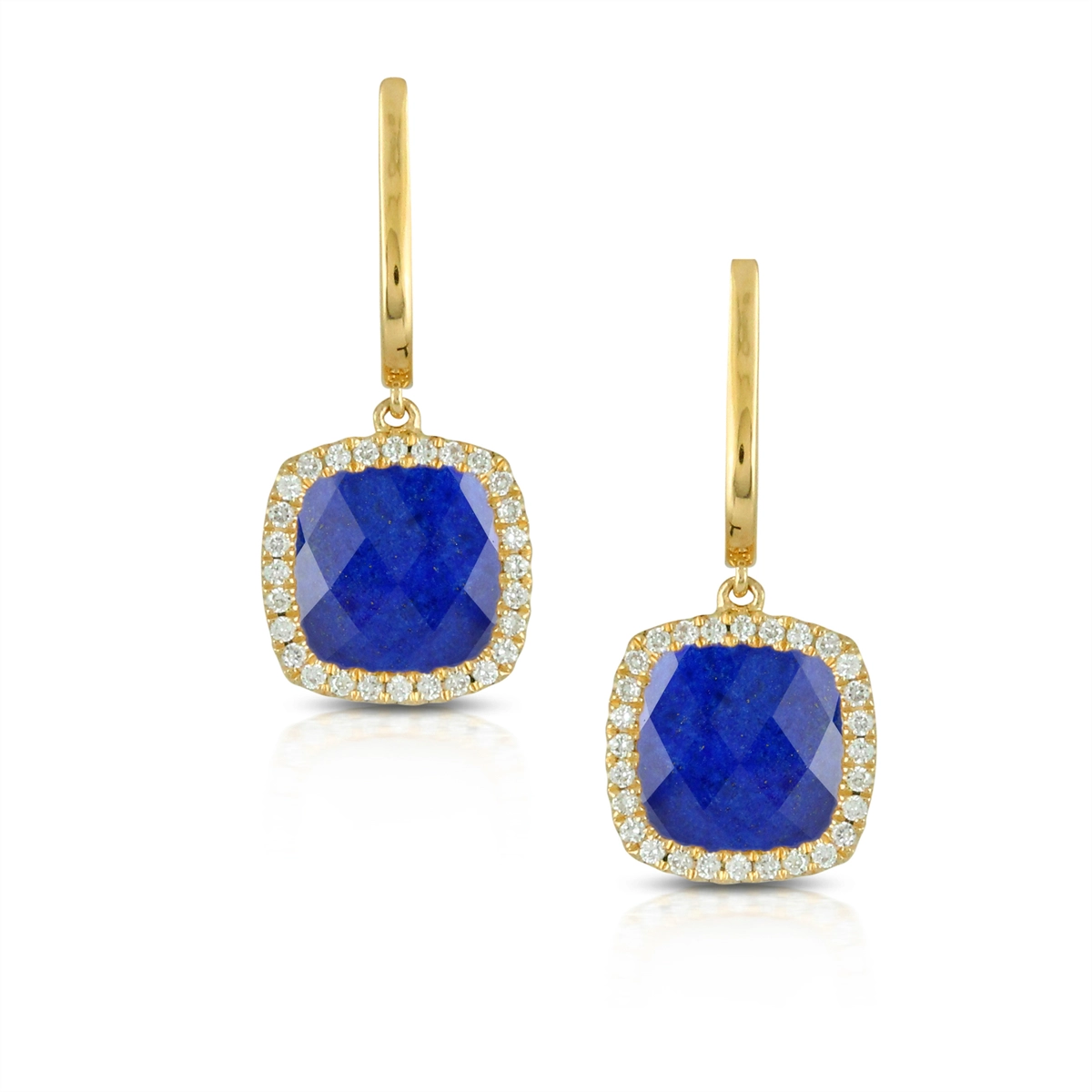 Doves Earrings in Yellow Gold containing Lapis, Quartz, Multi-gemstone, Diamond E7108LP