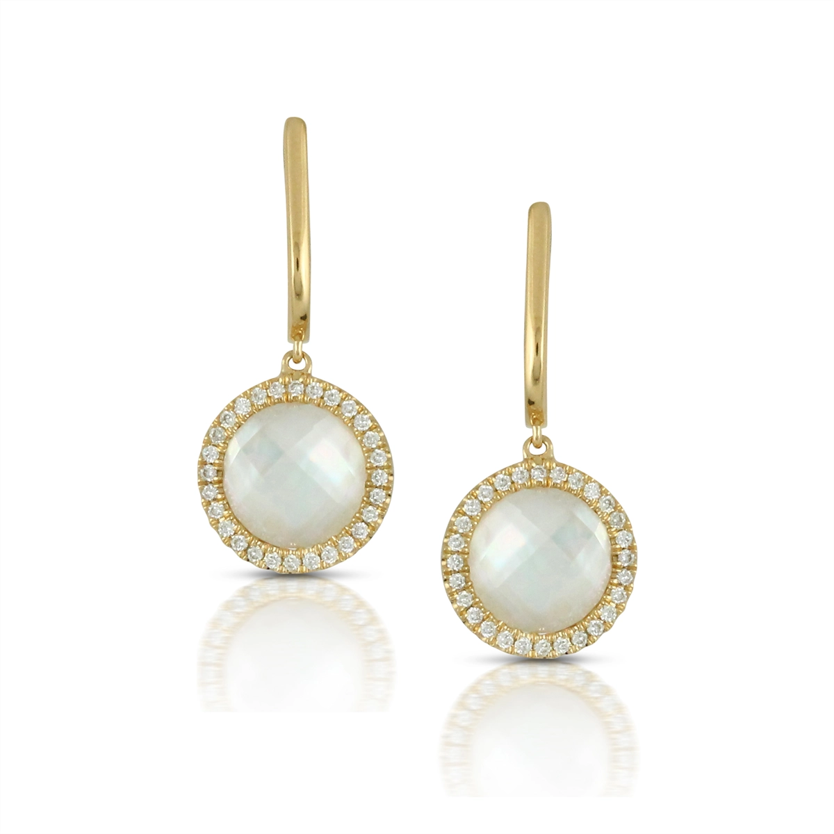 Doves Earrings in Yellow Gold containing Mother of pearl, Quartz, Multi-gemstone, Diamond E7107WMP
