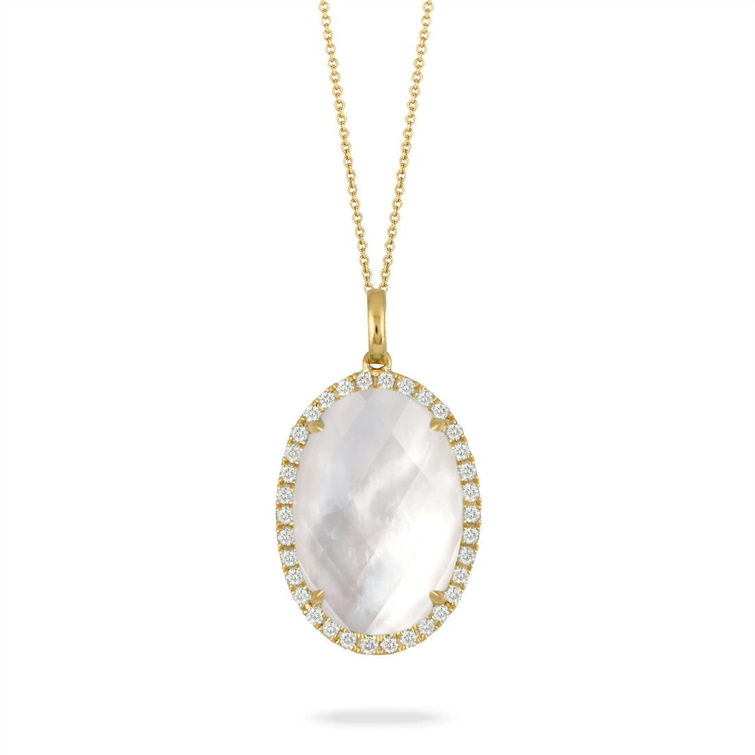 Doves Pendants in Yellow Gold containing Mother of pearl, Quartz, Multi-gemstone, Diamond P7274WMP