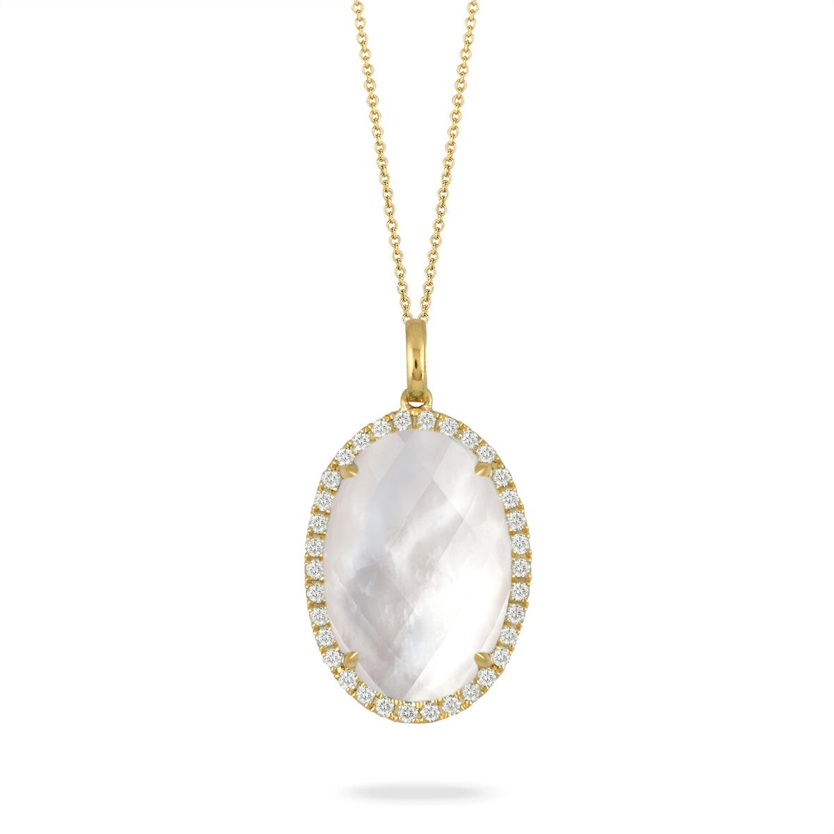 Doves Pendants in Yellow Gold containing Mother of pearl, Quartz, Multi-gemstone, Diamond P7274WMP