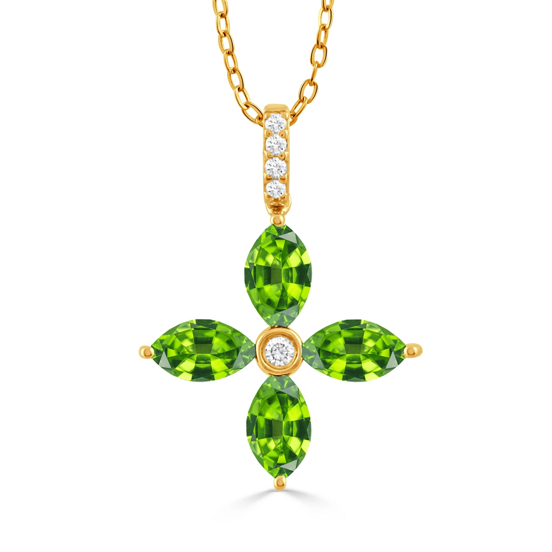 Doves Pendants in Yellow Gold containing Peridot, Multi-gemstone, Diamond P11944PD
