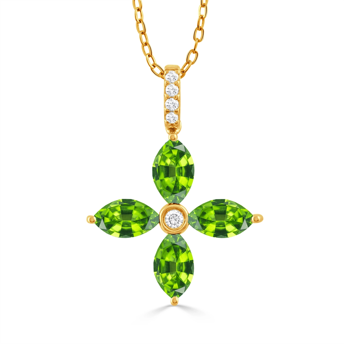 Doves Pendants in Yellow Gold containing Peridot, Multi-gemstone, Diamond P11944PD