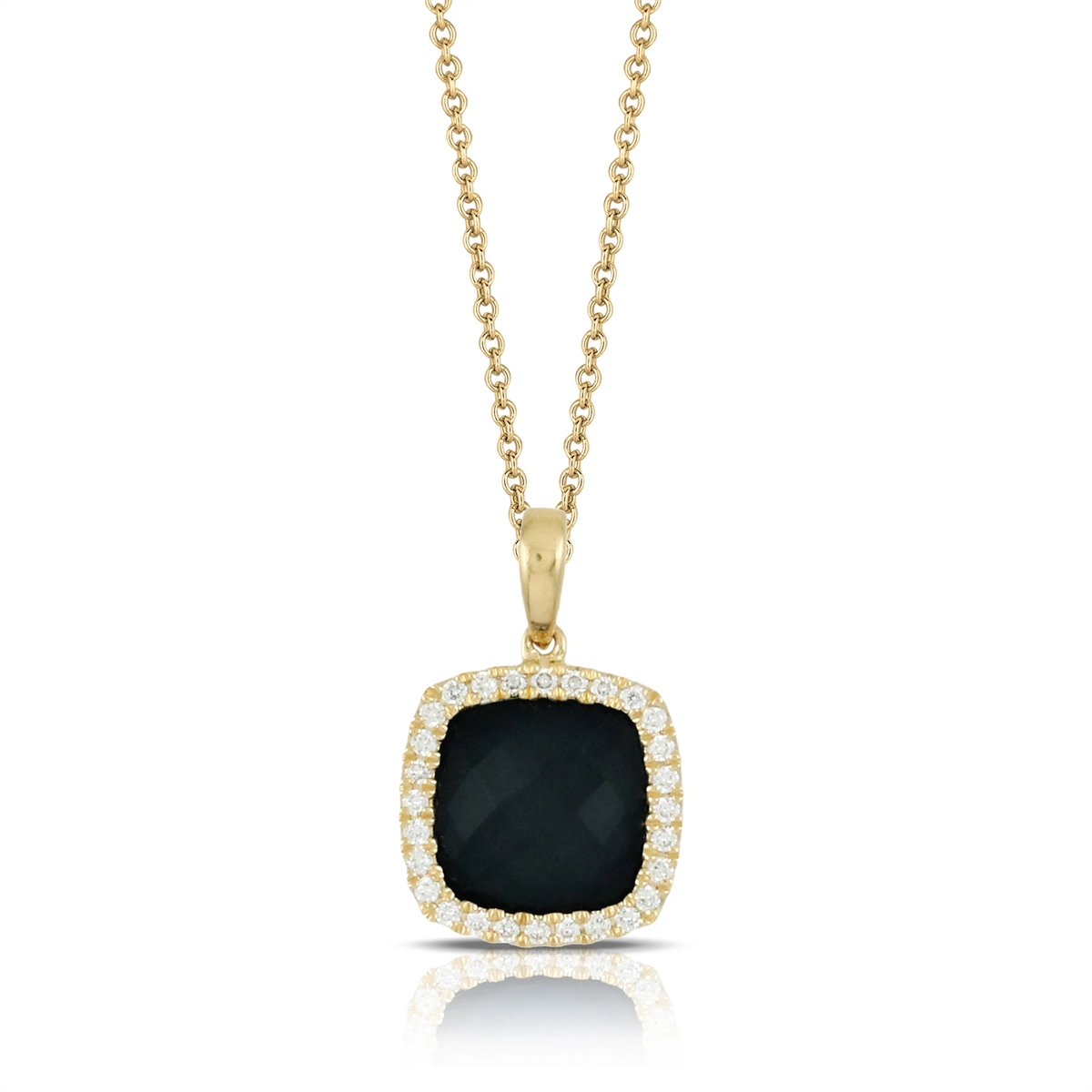 Doves Pendants in Yellow Gold containing Black onyx, Multi-gemstone, Diamond P7108BO