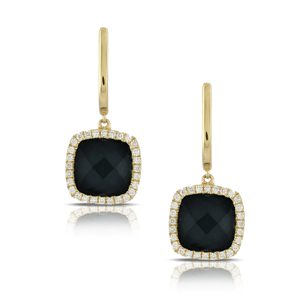 Doves Earrings in Yellow Gold containing Black onyx, Multi-gemstone, Diamond E7108BO