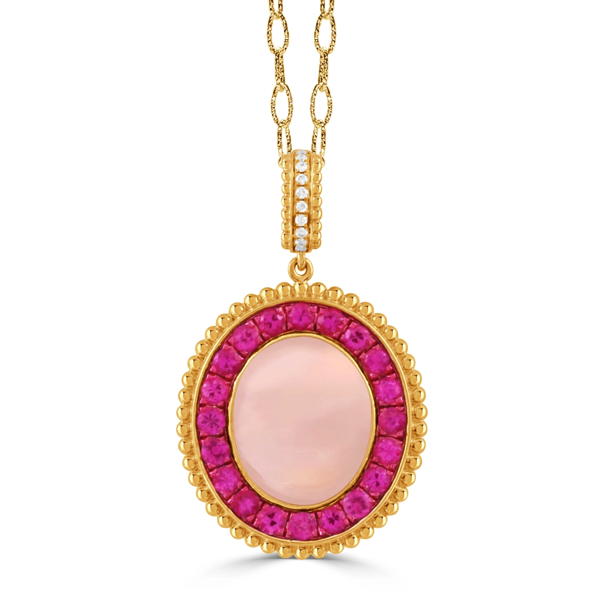 Doves Pendants in Yellow Gold containing Mother of pearl, Quartz, Other, Multi-gemstone, Diamond P12518PRQ