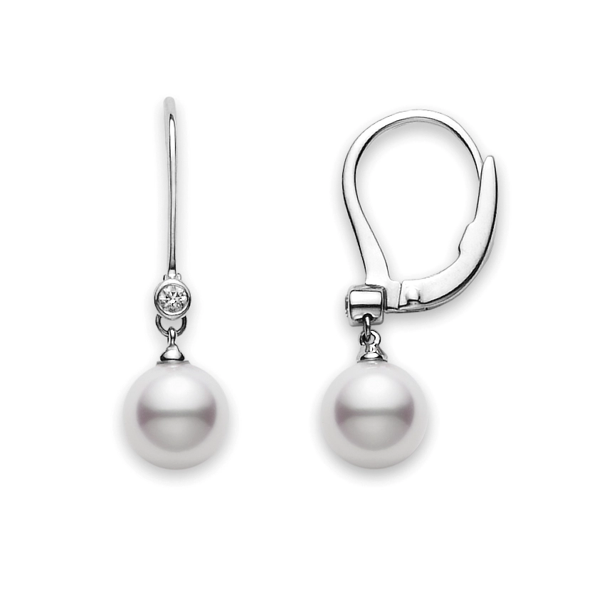 Mikimoto Earrings in White Gold containing Multi-gemstone, Diamond, Pearl PEA1007DW
