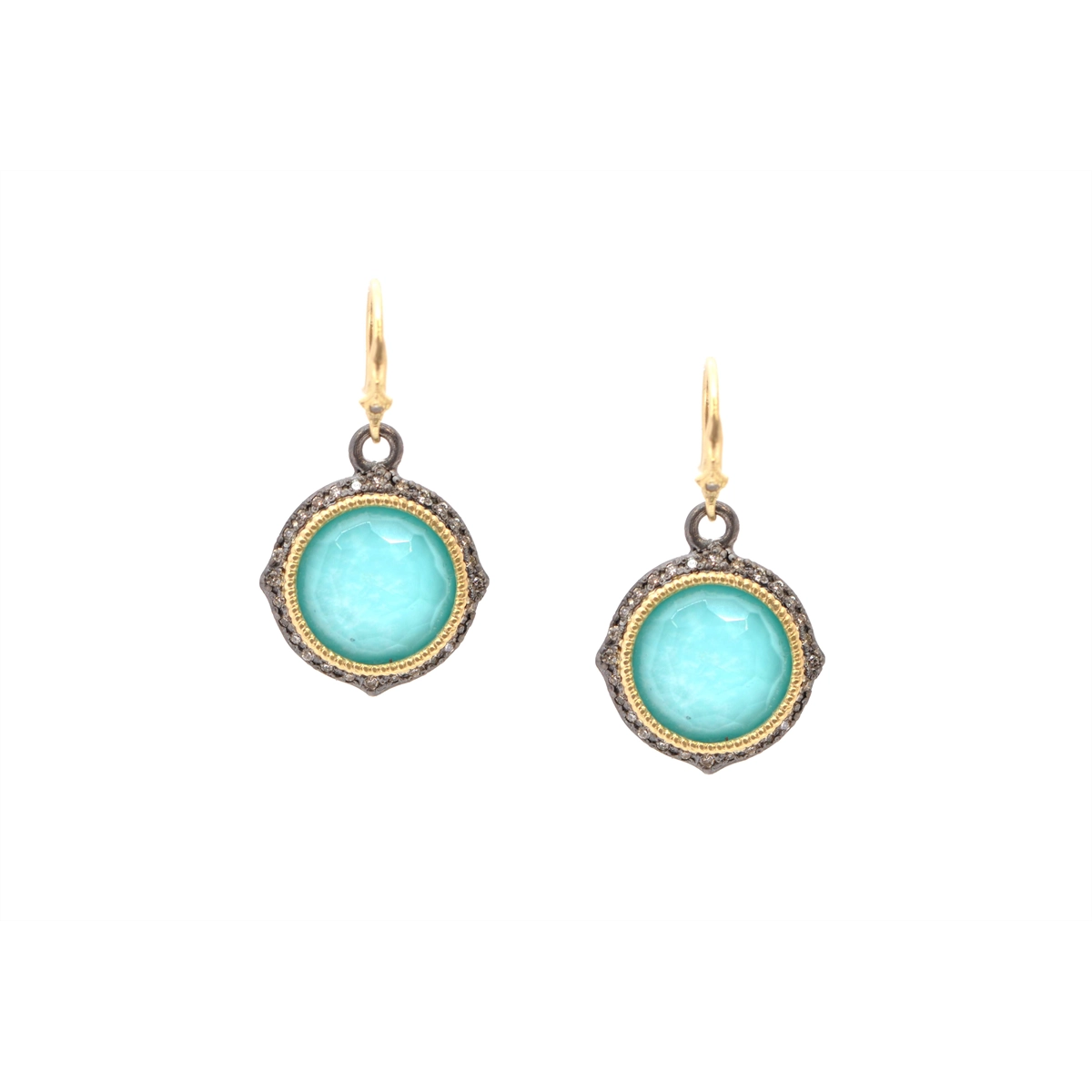 Armenta Earrings in Mixed Metals containing Quartz, Multi-gemstone, Diamond, Turquoise 19064