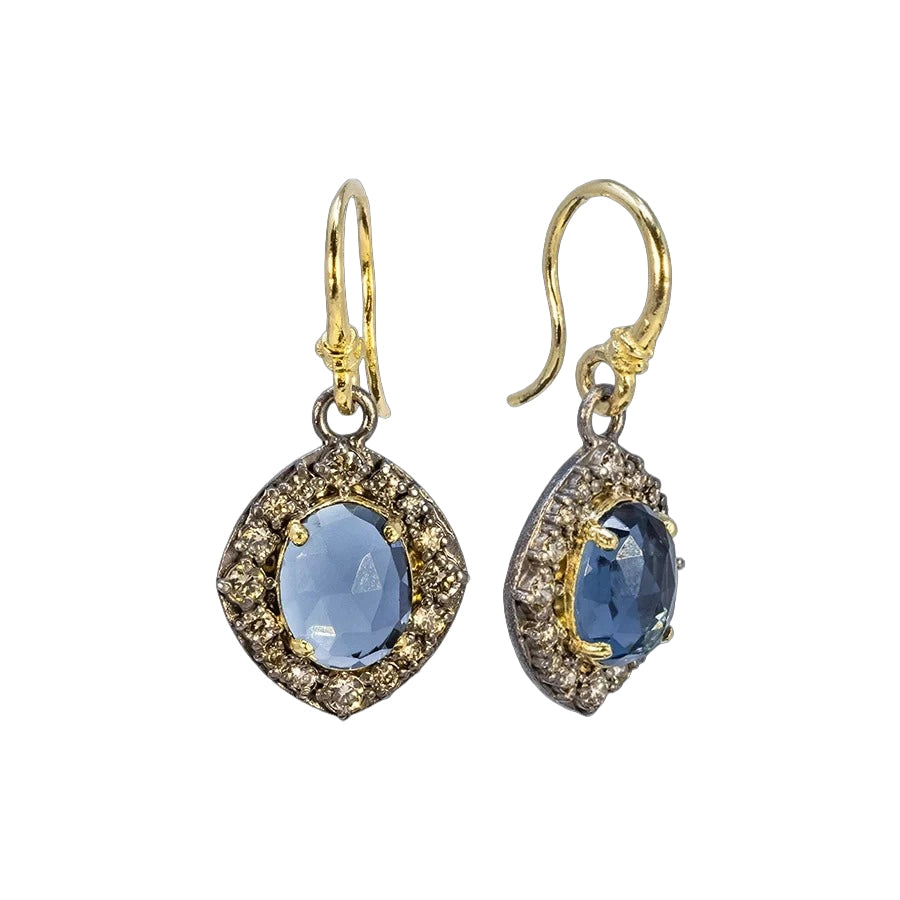 Armenta Earrings in Mixed Metals containing London blue topaz, Multi-gemstone, Diamond 21792