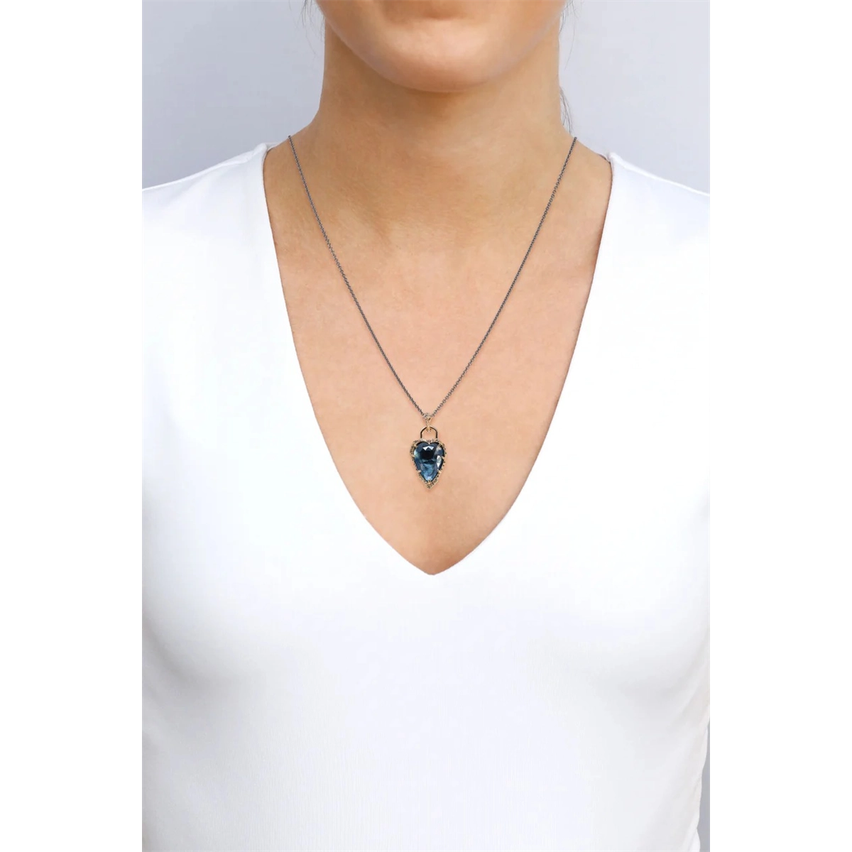 Armenta Pendants in Mixed Metals containing London blue topaz, Multi-gemstone, Diamond 21856