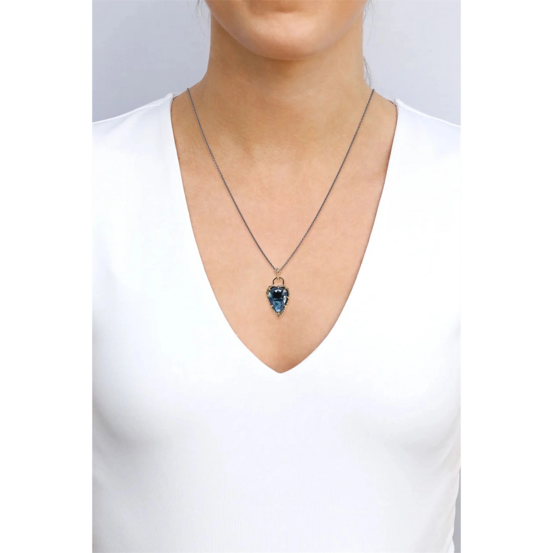 Armenta Pendants in Mixed Metals containing London blue topaz, Multi-gemstone, Diamond 21856