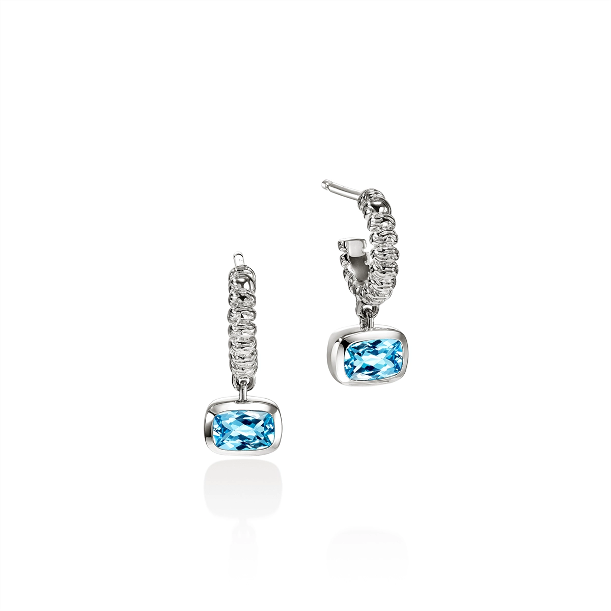 John Hardy Earrings in Silver containing Blue topaz  EBS290341SBT