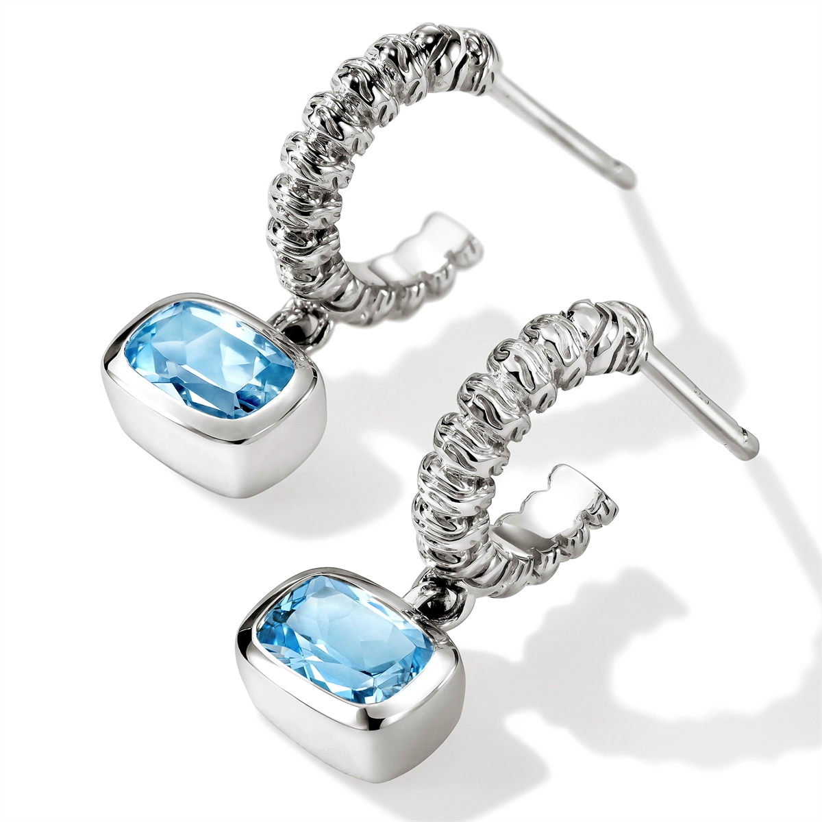 John Hardy Earrings in Silver containing Blue topaz  EBS290341SBT