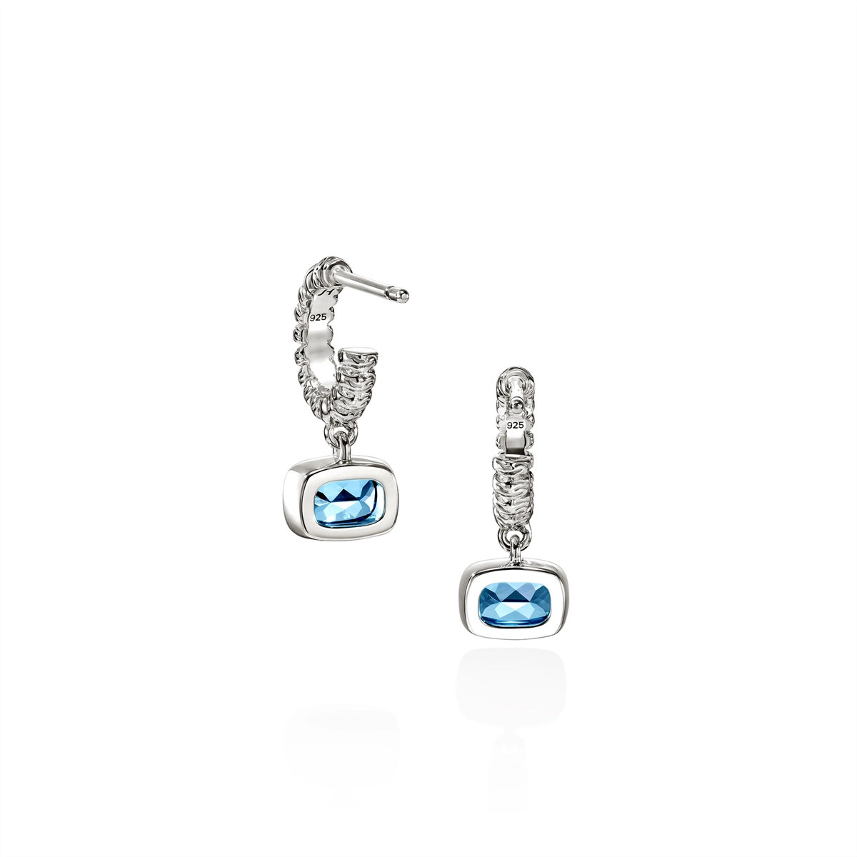 John Hardy Earrings in Silver containing Blue topaz  EBS290341SBT