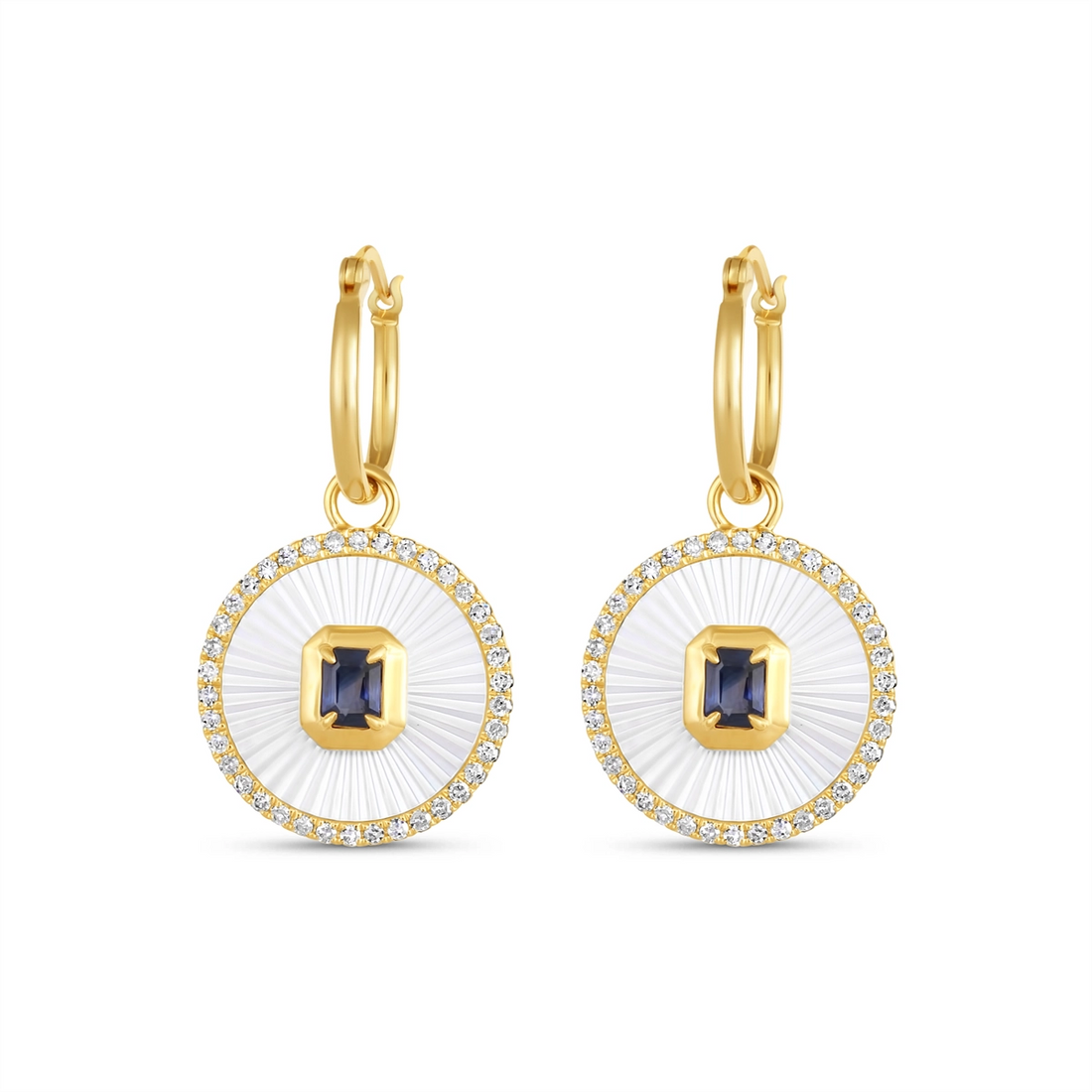 Earrings Earrings in Yellow Gold containing Mother of pearl, Multi-gemstone, Diamond, Sapphire 463466