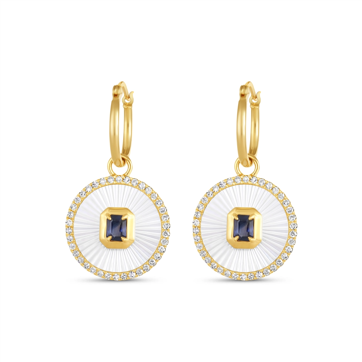 Earrings Earrings in Yellow Gold containing Mother of pearl, Multi-gemstone, Diamond, Sapphire 463466