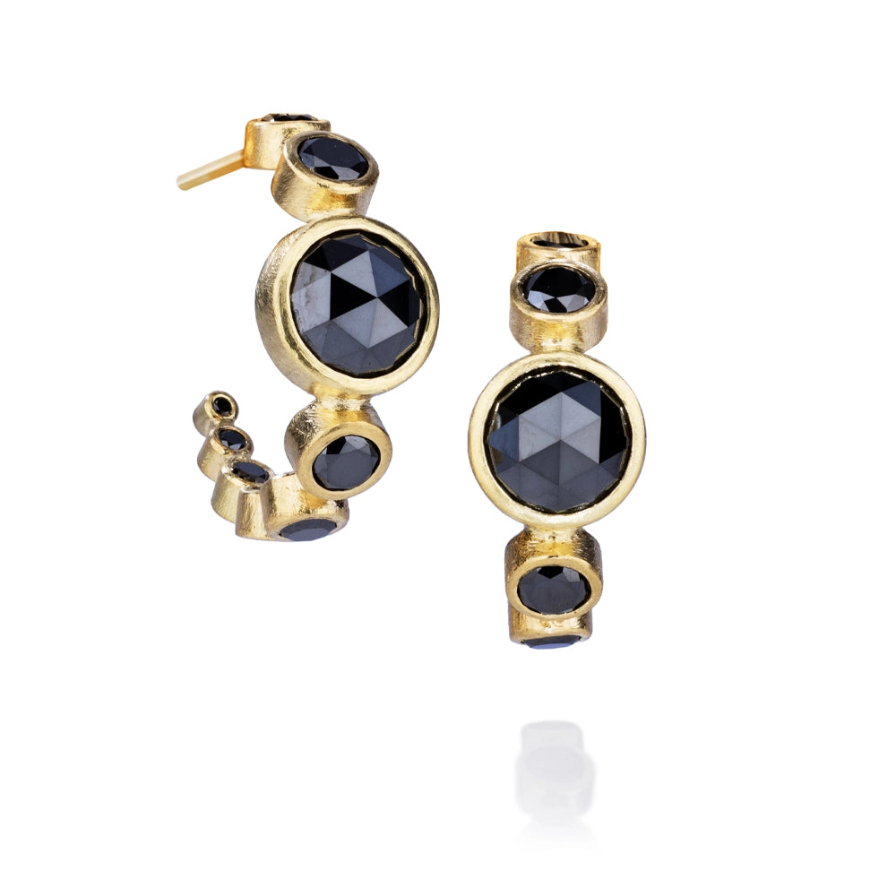 Todd Reed Earrings in Yellow Gold containing Black diamond TRDE658-BLK