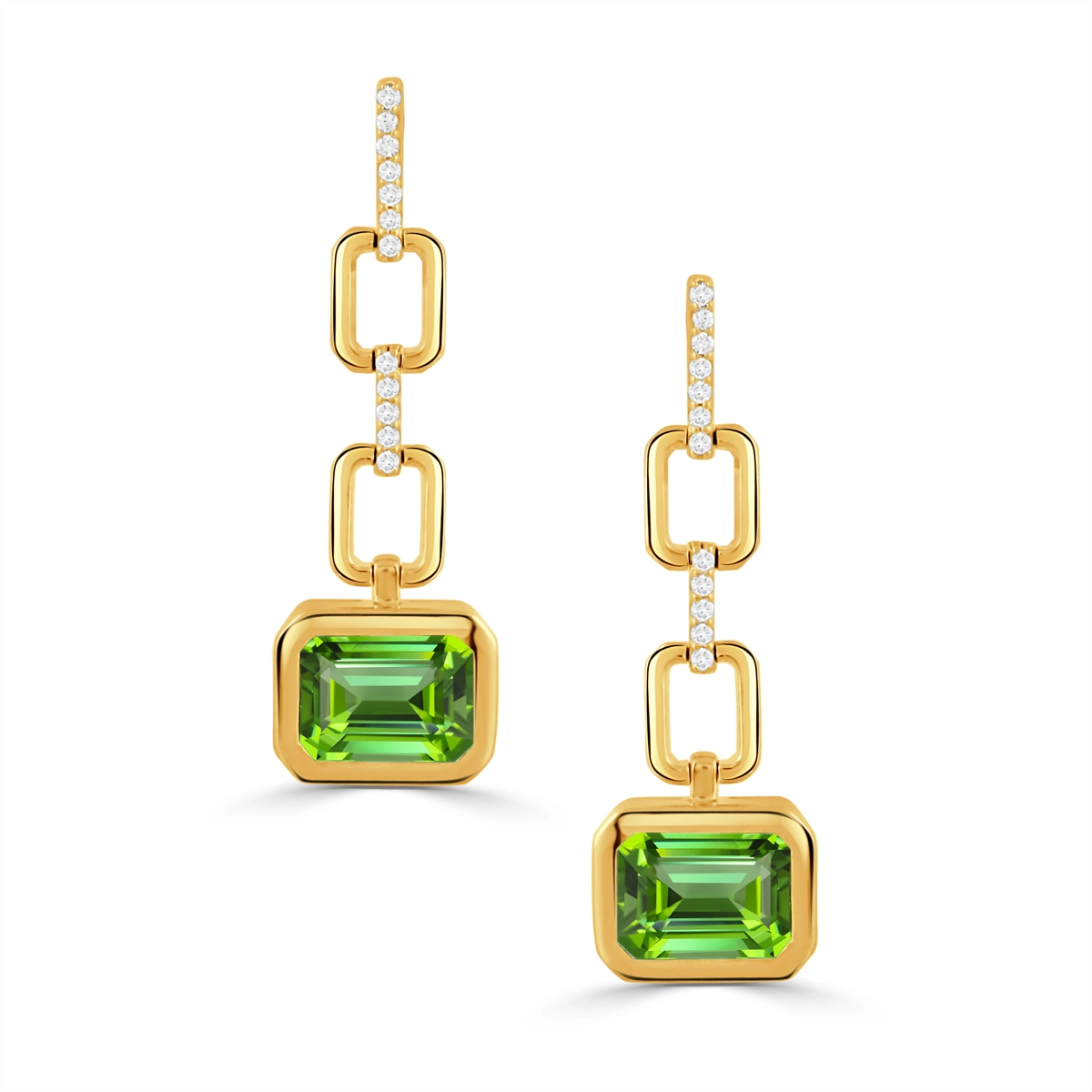 Doves Earrings in Yellow Gold containing Peridot, Multi-gemstone, Diamond E11162PD-Y