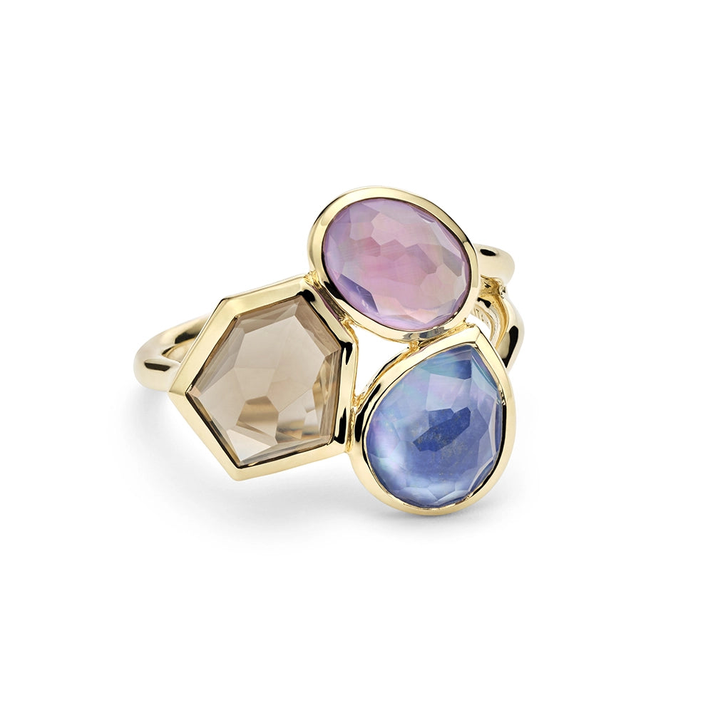 Ippolita Rings in Yellow Gold containing Amethyst, Mother of pearl, Smokey quartz, Lapis, Quartz, Multi-gemstone GR1032MISTERO-7