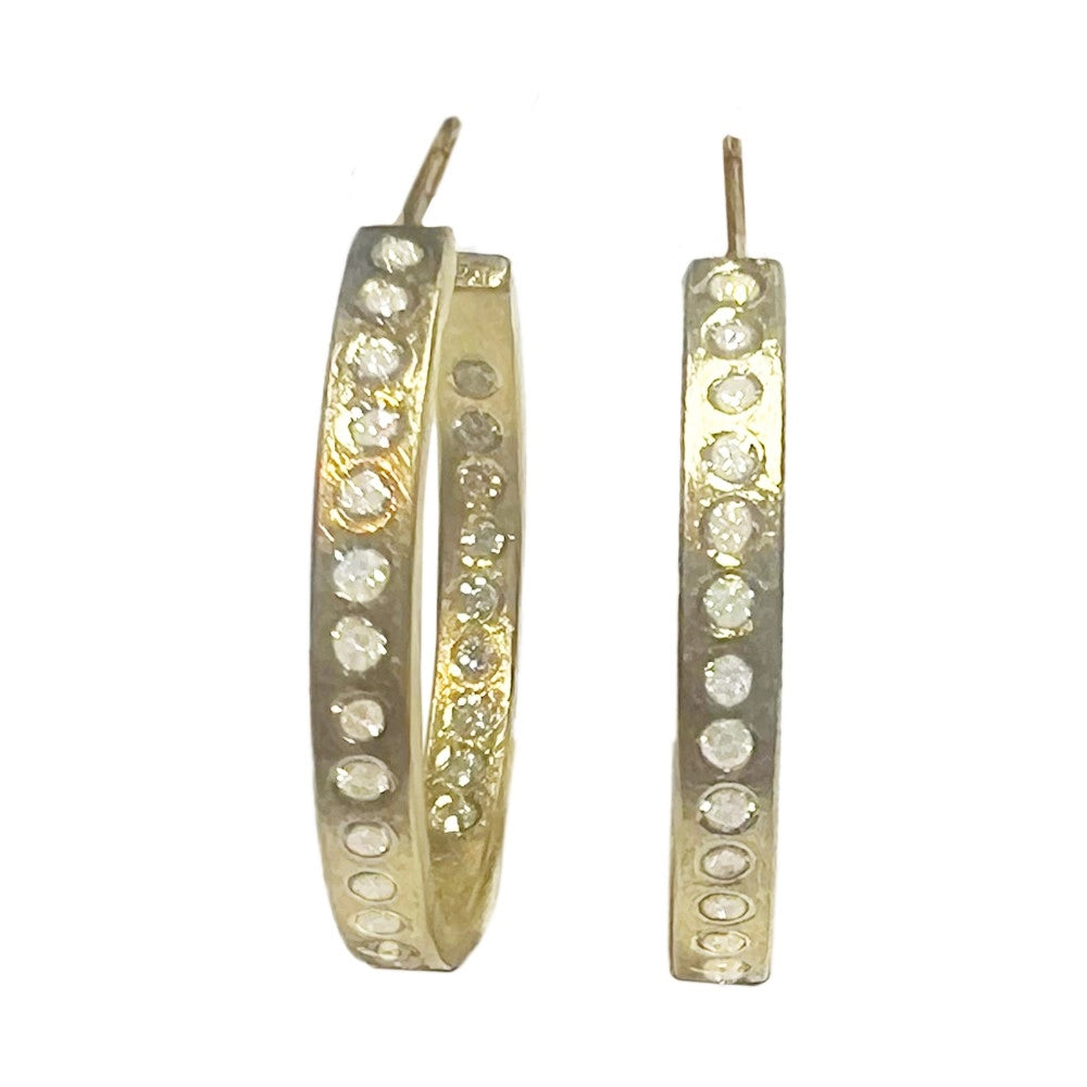 Todd Reed Earrings in Yellow Gold containing Diamond TRDE391-18KY-WH-HOOP-M