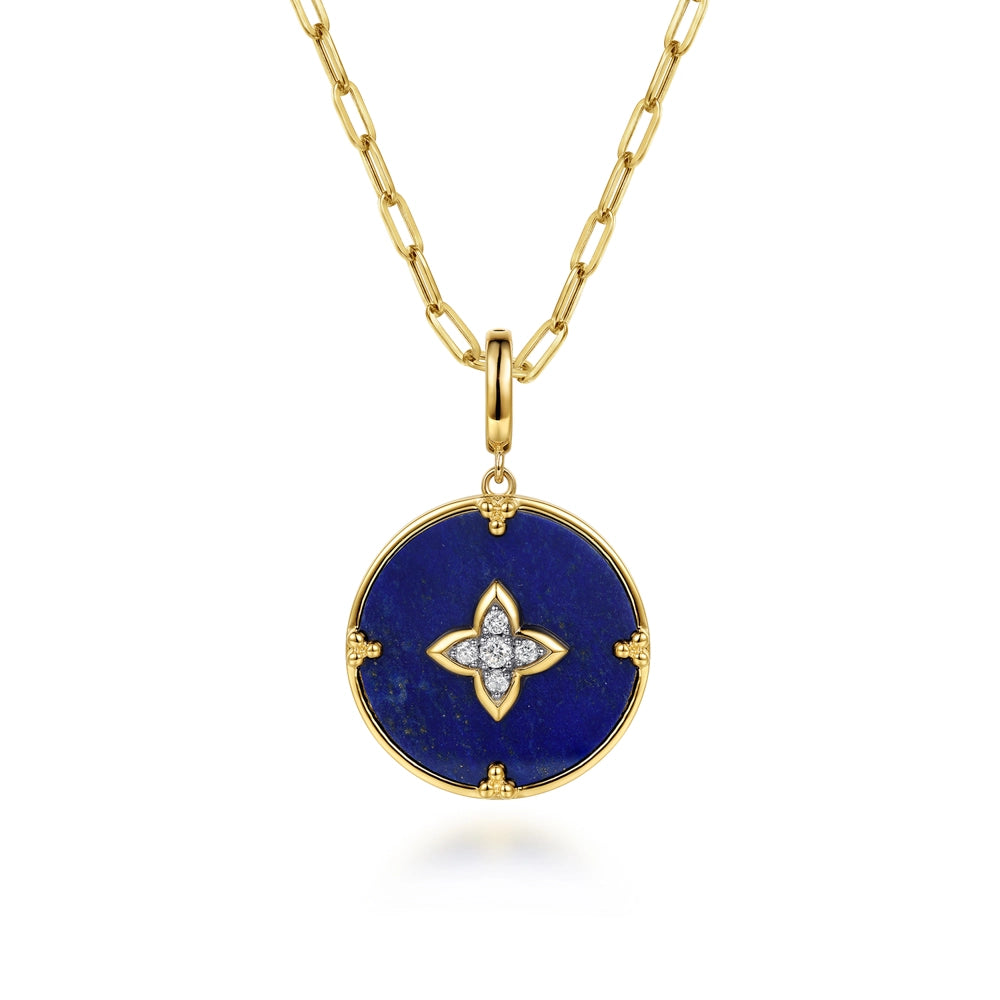 Gabriel & Co Pendants in Yellow Gold containing Lapis, Multi-gemstone, Diamond PT7660Y45LP